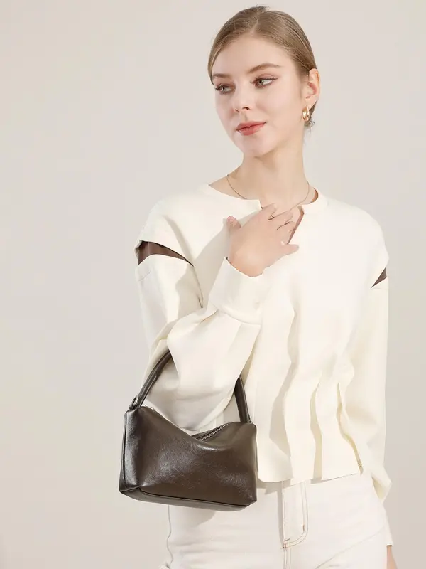 Women's Solid Color Shoulder Bag, Fashionable Large Capacity Crossbody Bag for Daily Used, Casual Trendy Versatile High-quality Daily Commuting Bag 3