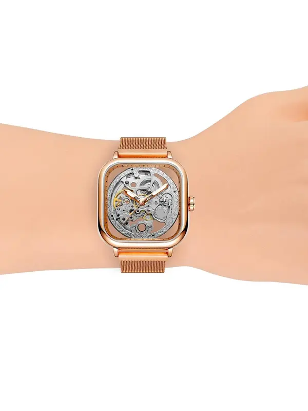 Men's Business Fashion Skeleton Mechanical Watch, Fashion Watch for Party, Daily Clothing Decor, Trendy All-match & Exquisite Watch for Birthday Gift with Box 6