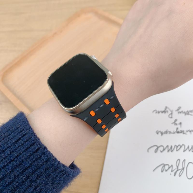 Silicone Watch Band (Band Only), Replacement Watch Band for Apple Watch Ultra/2 45 49 41 44 42 40, Smart Watch Wearable Accessories for Men & Women 7