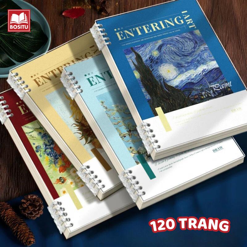  Sổ còng A5 B5 120 trang bìa ENTERING cổ điển nhựa binder kèm ruột giấy kẻ vuông kẻ ngang _ Bositu Store 