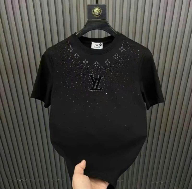 Áo phông nam nữ  phủ kim tuyến lấp lánh thêu chữ YL,Áo cộc tay cổ tròn unisex phom rộng tay lỡ hàng hothit aonamnu