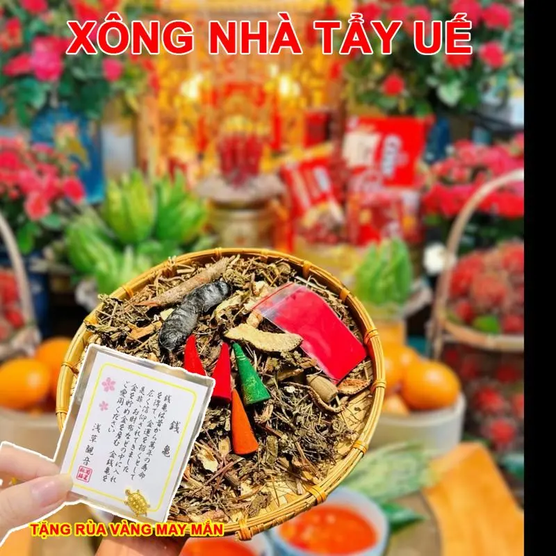 [TẶNG RÙA VÀNG MAY MẮN]  Gói Thảo Dược Xông Nhà Tẩy Uế , Hút Năng Lượng Tốt, Hoàn Toàn Từ Thảo Mộc, CÓ KÈM HƯỚNG DẪN 0