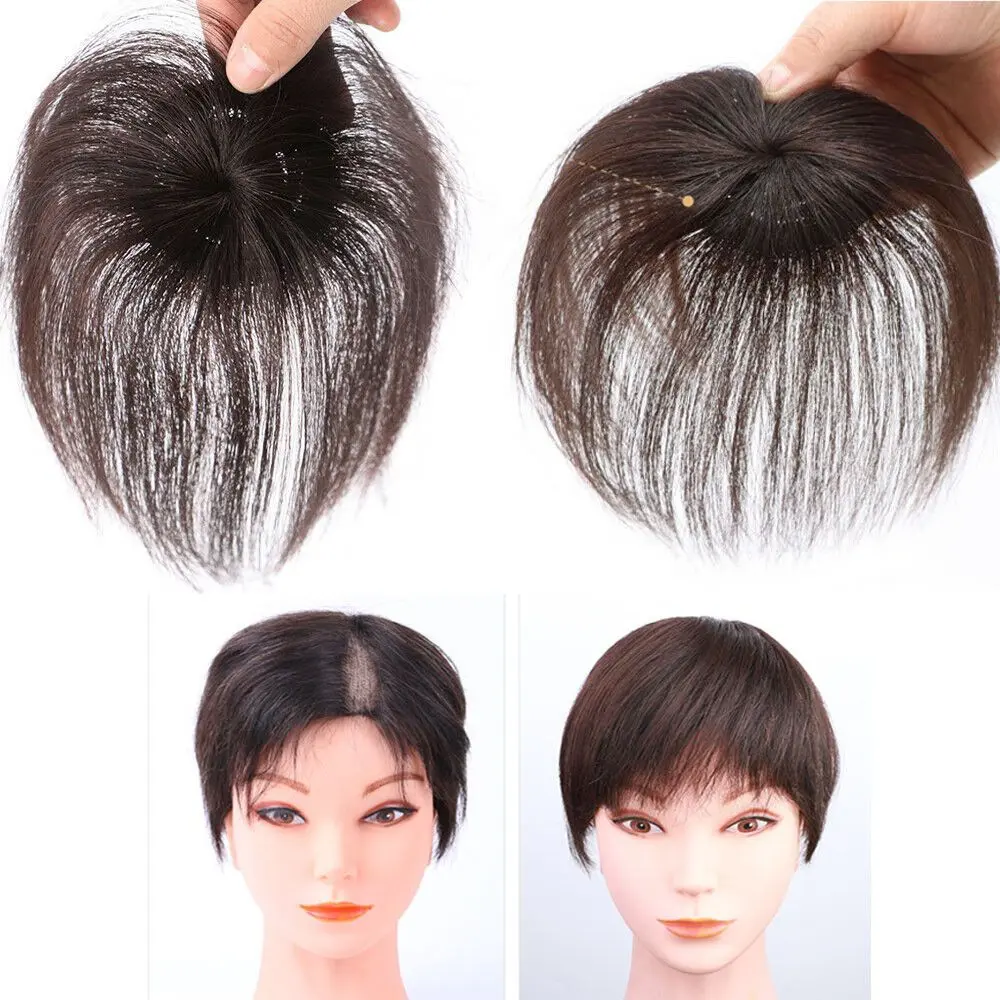 Women Beauty Hair Styling Tool  Human Hair Wig Thin Hairpiece Toupee Clip On Cranial Roof Hair Topper