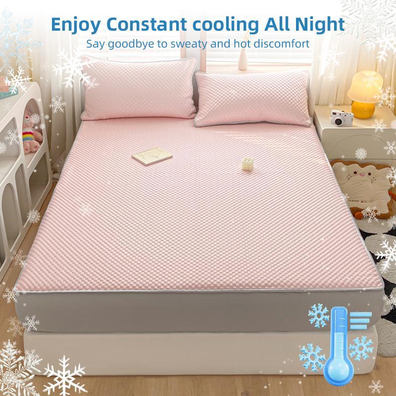 Waterproof Mattress Protector Set, 3 Counts/set Including 1 Count Fitted Sheet & 2 Counts Pillowcase, Comfortable Bedding Set for Home Bedroom 2