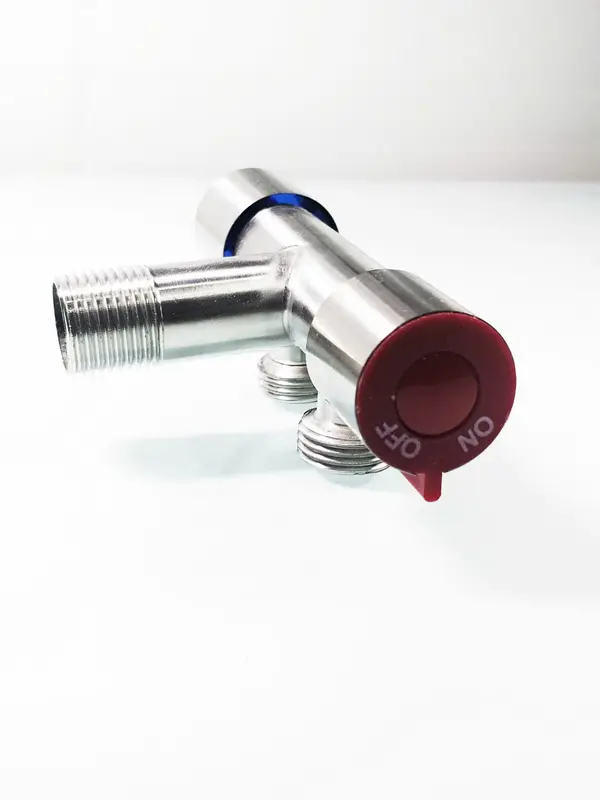 Van khóa nước đơn nóng hoặc lạnh thép không gỉ 304 van tay đỏ xanh 2 đầu ra van nước đa năng 2 cổng xả ren 21 voinuoc  xoay van  chuyển 4