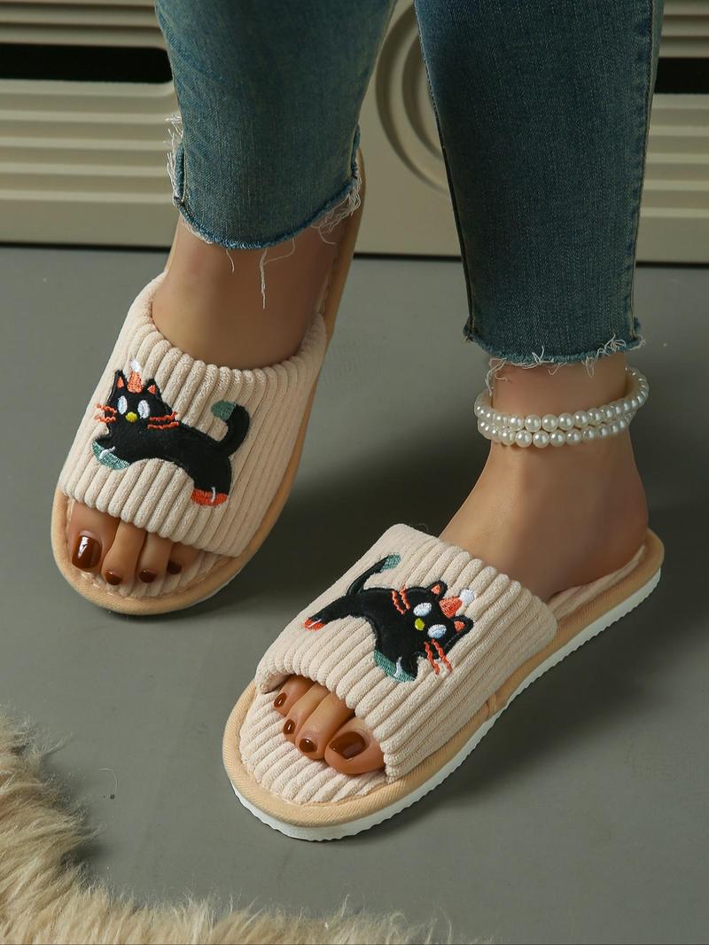 Product Introduction of Cute Cat Pattern Slippers, Casual Soft Comfortable Home Slippers, Non-slip Slippers for Indoor & Outdoor Wear, Walking Shoes 4