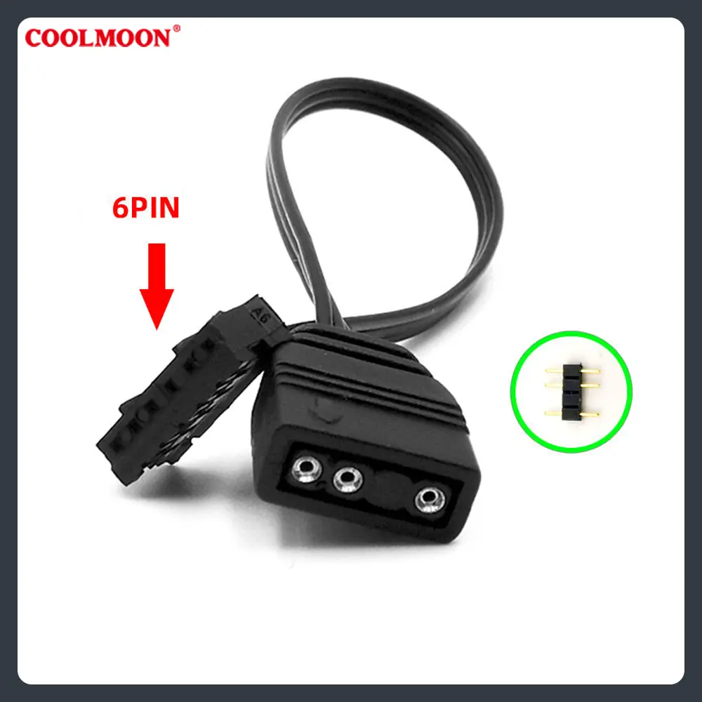 Dây chuyển nguồn từ bộ Hub Coolmoon 6PIN ra 3PIN/5V ARGB