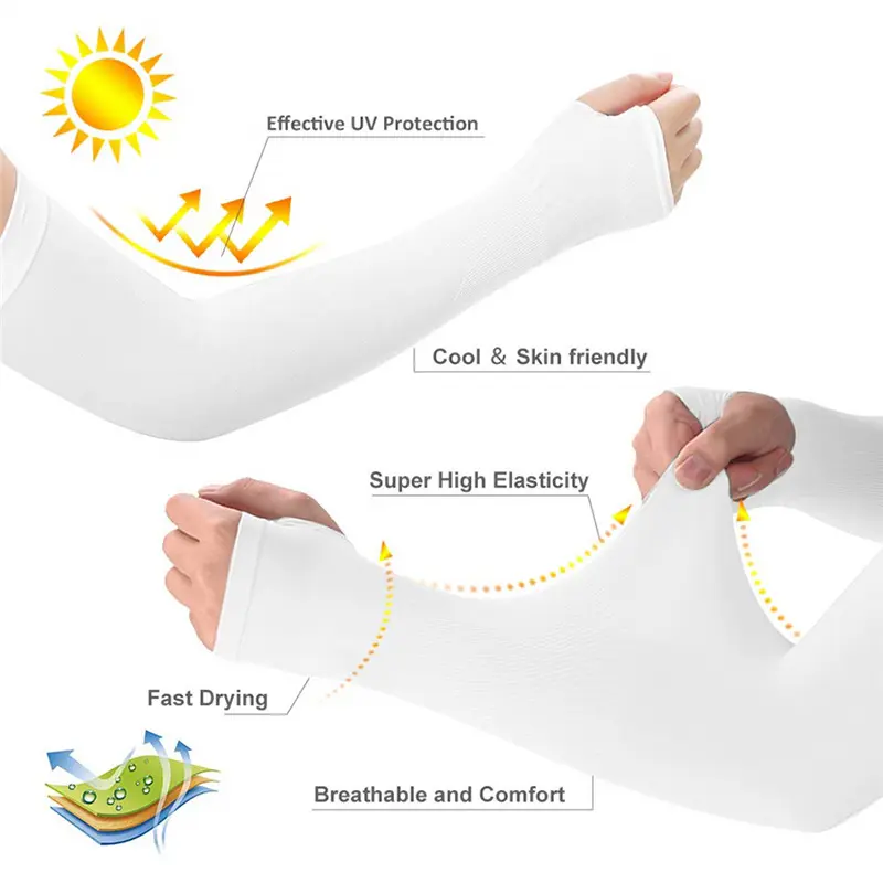 Tay Áo Che Cánh Tay, Mùa Hè, Chất Liệu Lụa Lạnh Dài Tay, Chống Nắng, Thích Hợp Cho Nam Và Nữ, Còng Tay, Tay Áo Cánh Tay Đạp Xe Chống Tia UV, Kiểu Hở Ngón Hàng Mới Về Phụ Kiện Sport 4