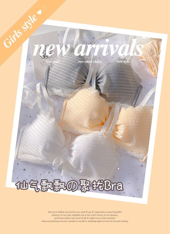 Product Introduction of Fairy Floating Small Chest Push up Breast Holding Anti-Sag Bra Wireless Student Girl Lace Underwear Set 6