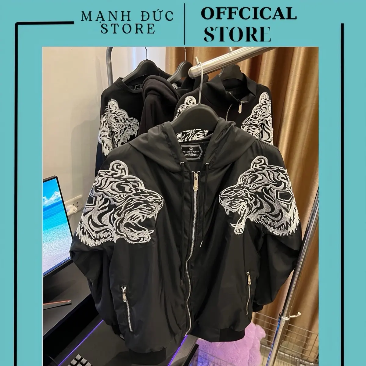 Áo Khoác Gió Hổ Trắng Thêu Hai Lớp Hot Jacket Menswear ( Có Logo Sắt + Khoá Chuẩn + Full Tag )