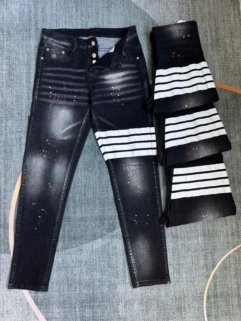 Product Introduction of QUẦN JEANS XÁM NAM DÀI 4 CÚC VẨY SƠN ĐI VIỀN TRẮNG SỌC NỔI 1 BÊN THỜI TRANG CÁ TÍNH   Menswear Denim Pants Có Túi 21
