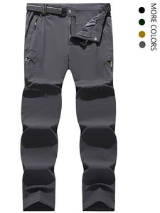 Men's Regular Fit Solid Pocket Zipper Fly Pants, Casual Comfy Breathable Quick Drying Trousers for Outdoor Hiking Camping Fishing Running, Menswear for All Seasons