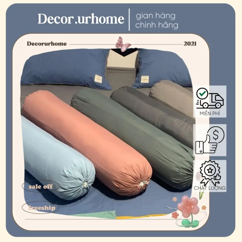 Vỏ Gối Ôm Cùng Màu Với Ga Giường Mặc Định Kèm Theo Bộ Cotton & Poly Khách Đặt Thoáng khí