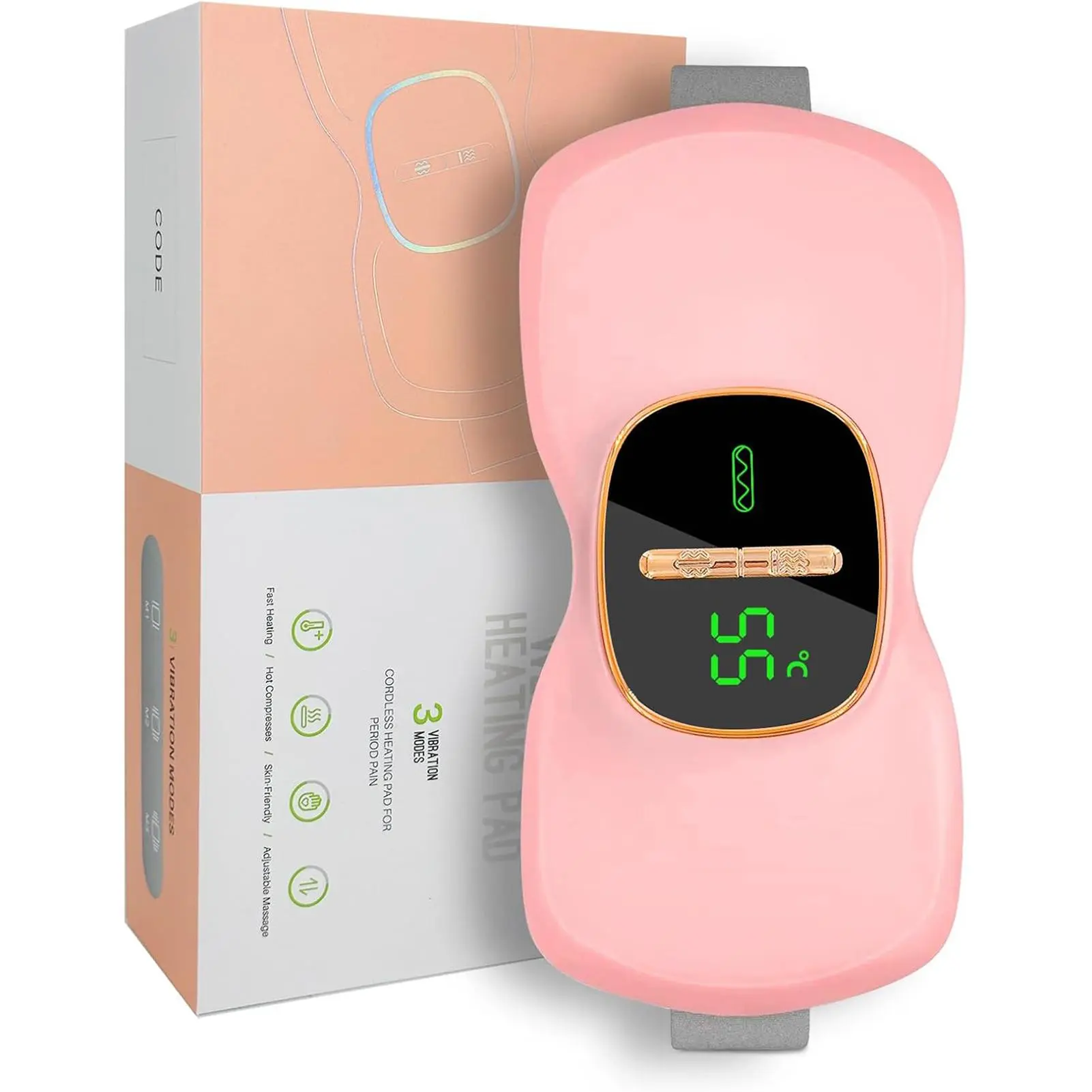 Portable Cordless Heating Pad, Electric Heating Pad with 3 Heat Levels and 3 Massage Modes, Back Or Belly Heating Pad for Women and Girl