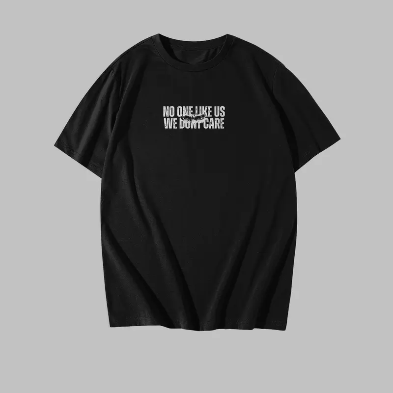 T-Shirt Kaos "NO ONE LIKE US" Available Colour Black size S - XXL Unisex Casual Hitam Kerah Lembut Nyaman Oblong Pendek Pria 1
