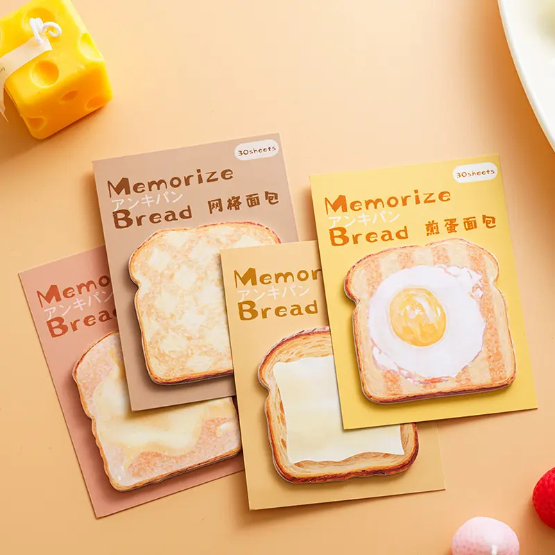 1PC Memory Bread Creative Sticky Notes – Cute Toast-Shaped Reusable ...