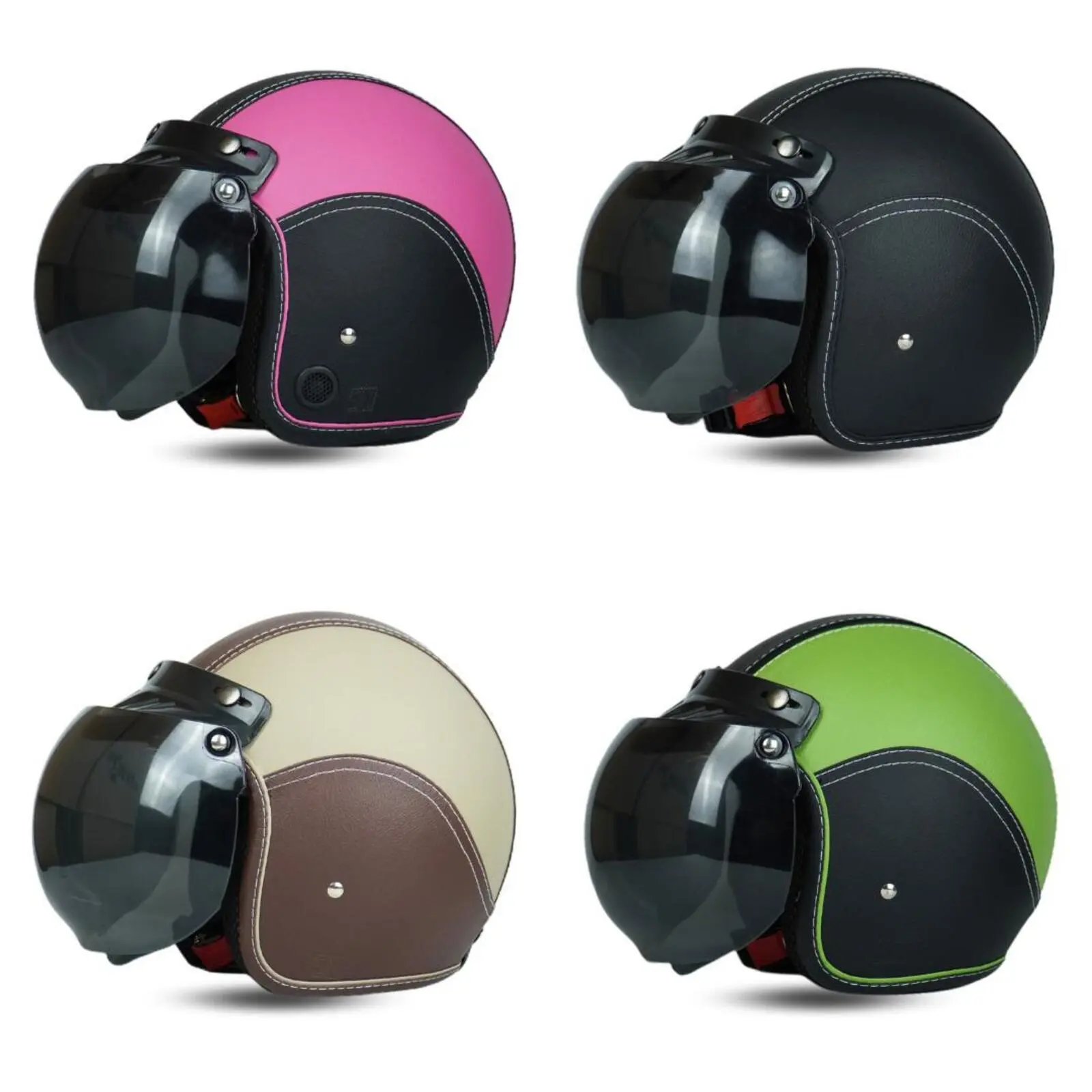 Helm Bogo Retro Dewasa Full Leher Kulit SNI Kaca