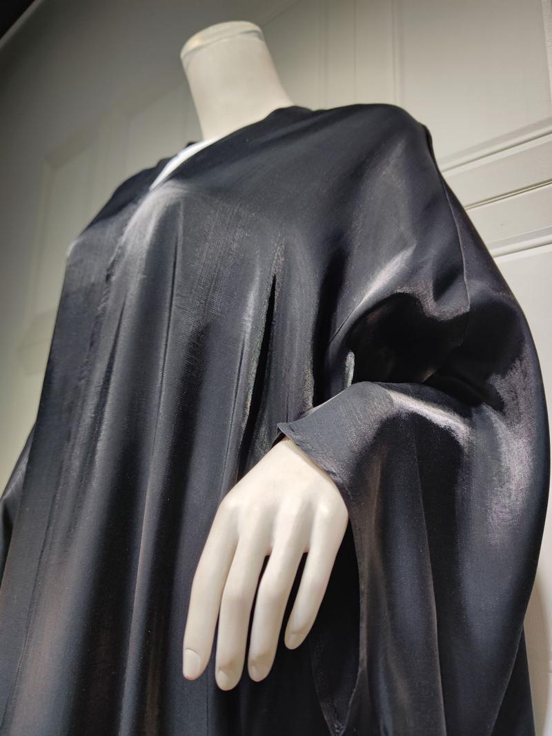 Product Introduction of 1pcs new solid color plus size ladies dress Muslim fashion bat sleeve robe 29