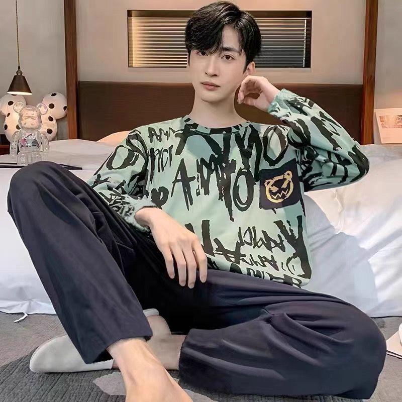 Product Introduction of Striped Men's Pajamas Men's Spring and Autumn Long Sleeve Trousers Home Wear Casual Simple Youth plus Size Two-Piece Suit 10