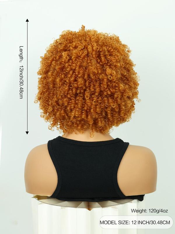 1 Piece 12 Inch Short Coily Wigs For Women, Gorgeous Fluffy Wigs With Bangs, Synthetic Wigs For Party, Daily Use 7