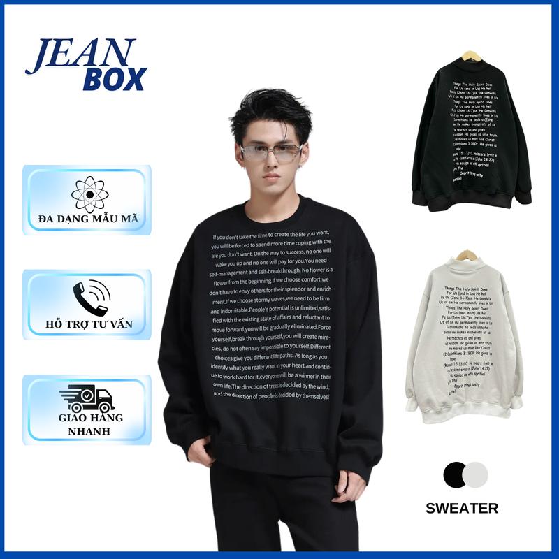 Áo cổ lọ sweater Unisex nam nữ JEAN BOX Menswear Dài Tay phong cách thoải mái dễ phối đồ Hoodie Tay Dài Có Túi
