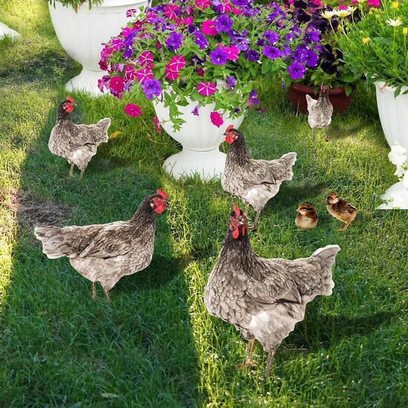 Rooster Decor Realistic Life-like Ornamental Double-sided Printing Acrylic Garden Statue Chicken for Yard 2