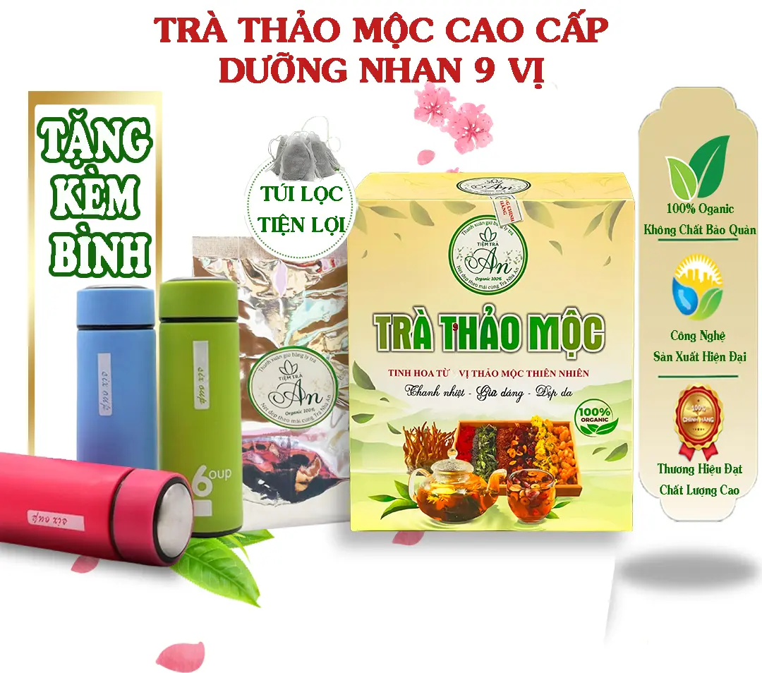 COMBO 5 hộp tặng 1 hộp Trà dưỡng nhan,Trà thảo mộc 9 vị đông trùng hạ thảo Hộp 20 Túi Lọc CAO CẤP trà  dưỡng  nhan