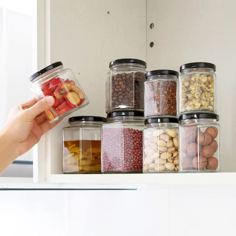 Hủ thủy tinh lục giác nắp thiết 50ml 100ml 180ml 280ml 380ml 500ml 730ml