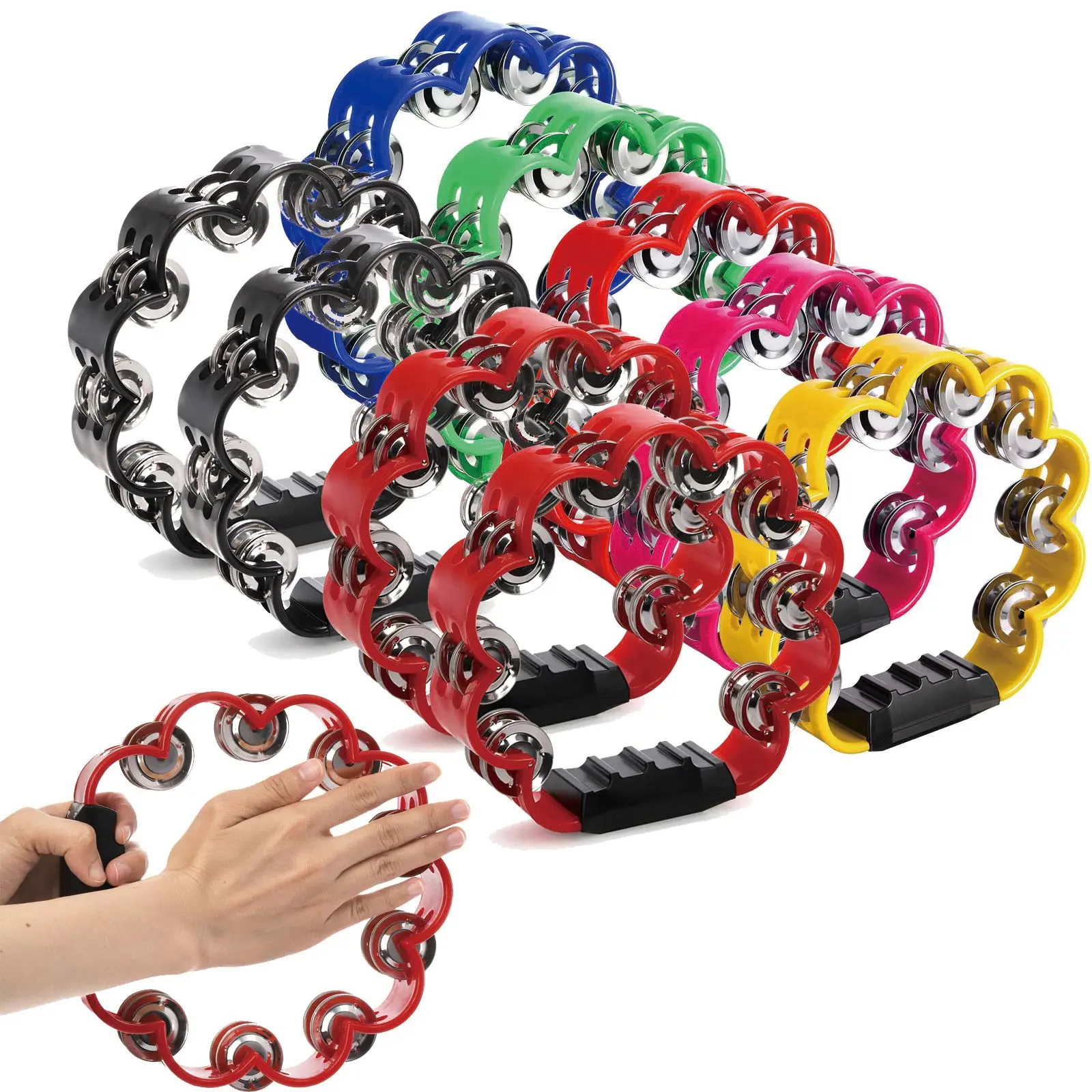 Handheld Percussion Tambourine, 1 Count Metal Jingles Handheld Tambourine Bells, Music Instrument for Adult, Tambourine Lover