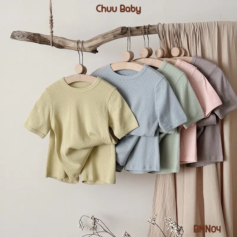BMN04 Bộ Quần Áo Cộc Basic Chất Cotton Thuần Thoáng Khí Cho Bé Trai và Bé Gái QCCC 0