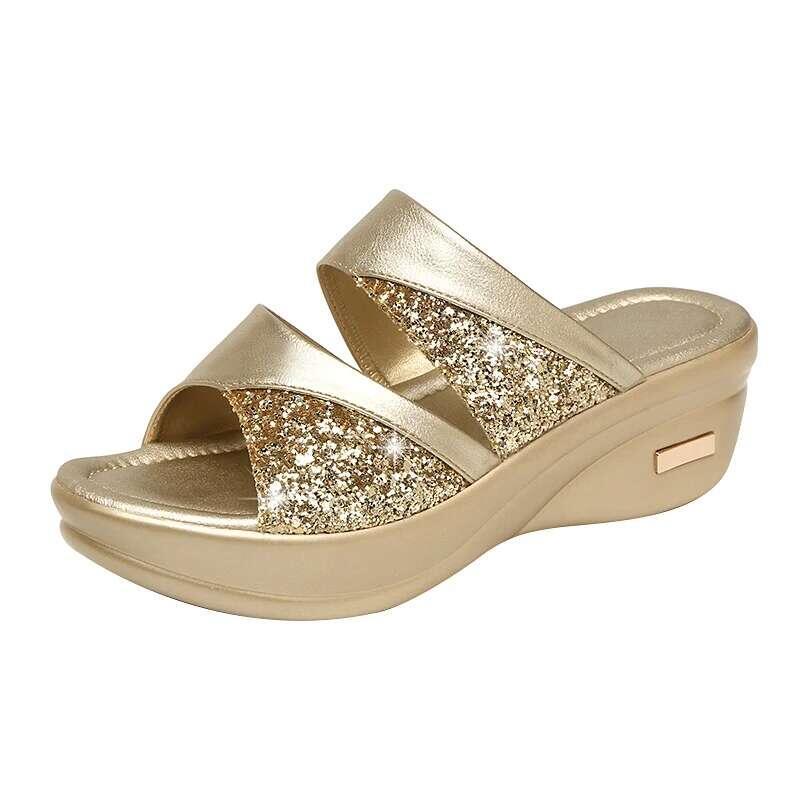 Product Introduction of Dép Slingbacks Thường Ngày Dành Cho Nữ, Bệ Đế Xuồng PU Lấp Lánh, Dép Thoải Mái, Dành Cho Phụ Nữ, Bộ Sưu Tập Mùa Lò Xo 2024, Dép Đế Xuồng Mùa Hè 0