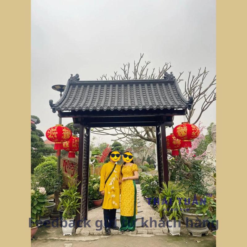Áo dài nam THÁI TUẤN thêu hoa sen vàng cá chép, full size từ 48-105kg - TT236 3