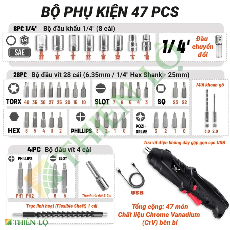 Máy Khoan Mini 12V 13W Thiên Lộ Đa Năng Đánh Bóng Chạm Khắc Khoan - Tặng 24 Phụ Kiện 6