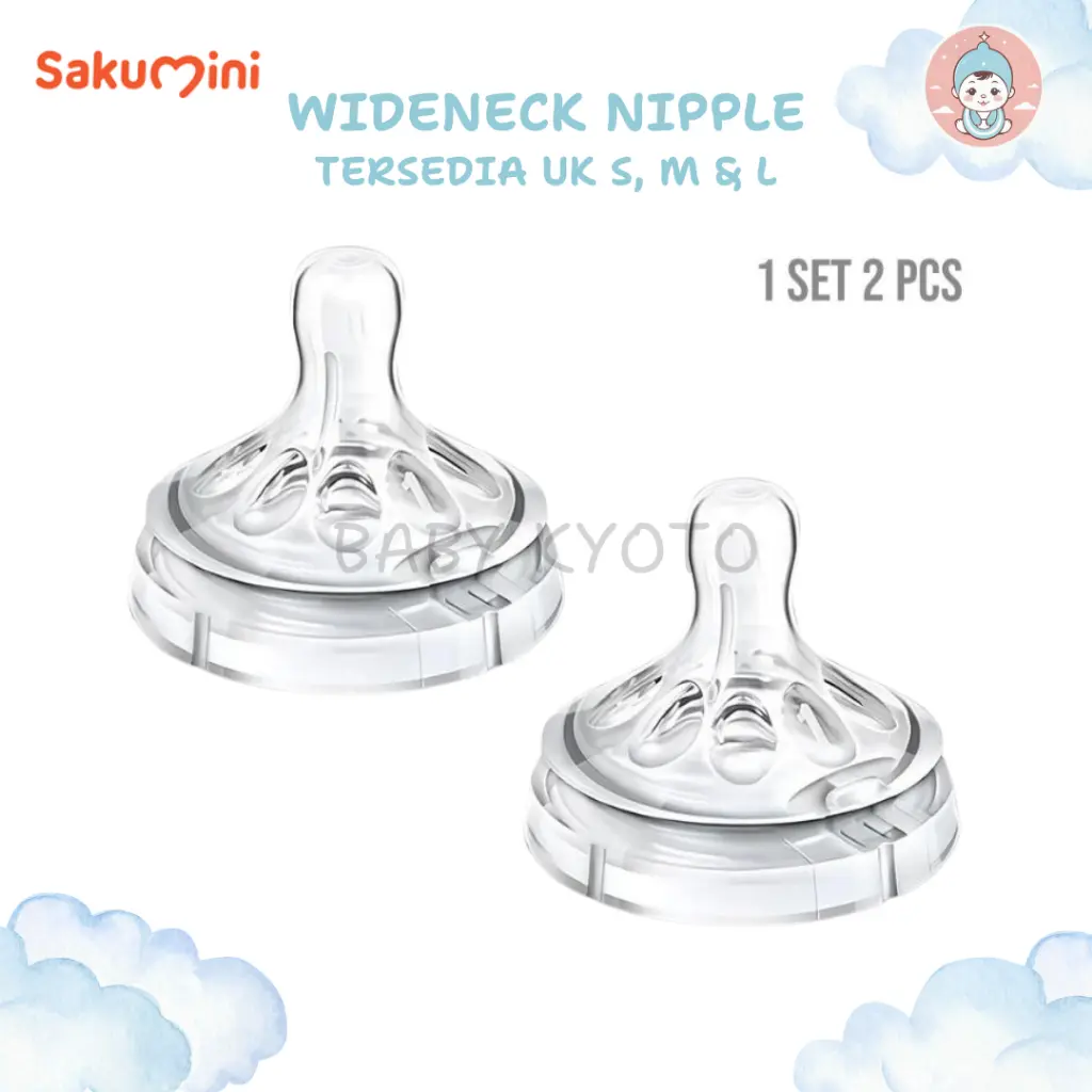 BK Sakumini 2 Pcs Dot Bayi Wideneck Baby Natural MIlk Feeding Botol Susu Bayi Newborn Wide Neck
