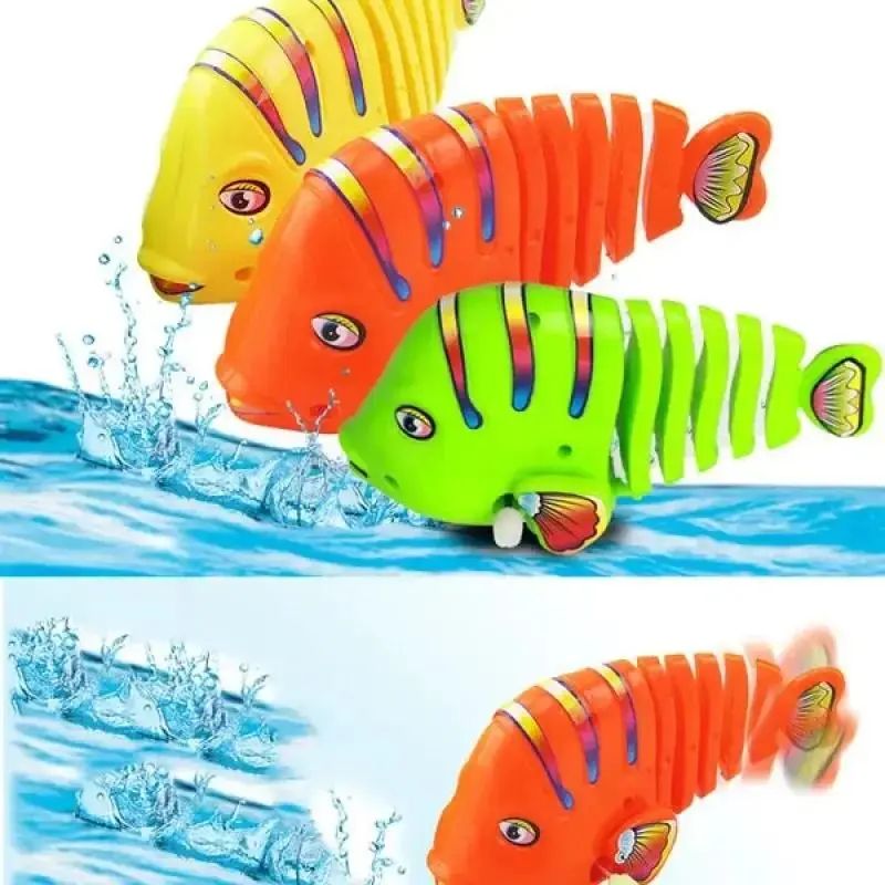 1pc Plastic Wind-Up Wiggle Fish Toys Running Clockwork Classic Toy Newborn Spring Toy Toys for Children random color baby  crawling