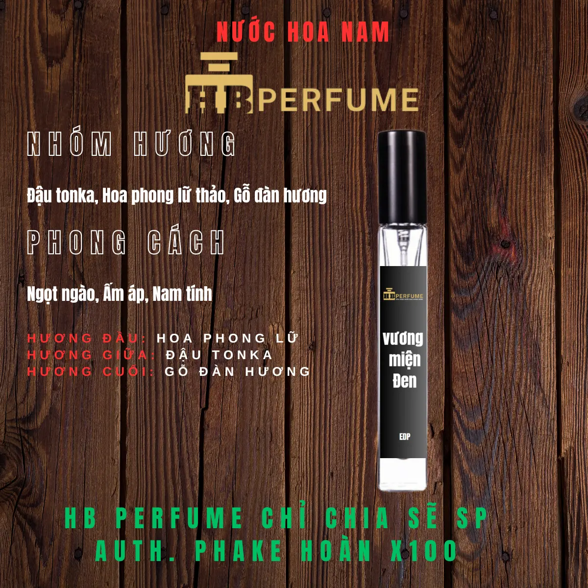 {Chuẩn Auth} 100ml Vương miện đen bản EDP Nước hoa nam. Vương miện đen bản EDP.HB Perfume