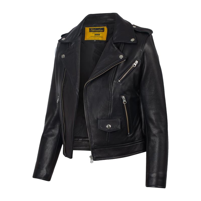 Áo Khoác Da Thật Nữ FTTLeather Biker Jacket Da Cừu Cúc Khoá Trắng Croptop Ôm Body Sang Chảnh Top Áo Khoác Women Có Cổ Có Túi AN302