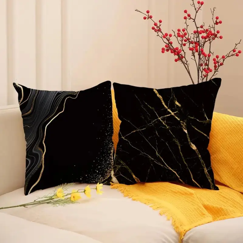 Marble Pattern Pillow Cover without Filler (4pcs), Geometric Pattern Decorative Pillow Cover, Square Decorative Pillow Cover for Sofa, Bed, and Office, Bedroom Decor Ideas, Home Decor Products 4