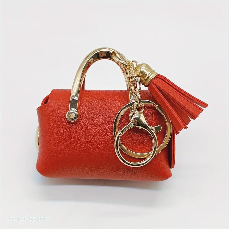 Fashionable Mini PU Leather Keychain Wallet with Tassel, 1 Count Durable Keychain Ring, Suitable for Storing Coins, Keys and Earplugs, Very Suitable for Women's Fashion Accessories 7
