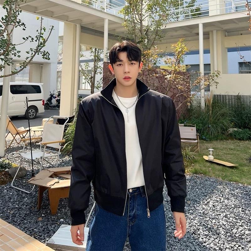 [ Deal Xả Kho ] Áo Khoác Cổ Bo Cao - Form Croptop - Phong Cách Hàn Quốc aokhoac nam