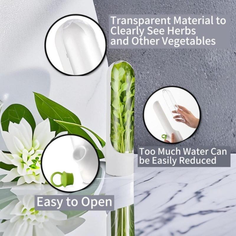 Wadah Tempat Penyimpan Sayur/Herb Storage Tempat Daun Bawang Seledri Kemangi Herb Keeper/Wadah Tempat Penyimpan Sayur/Refrigerator Container Dapur 6