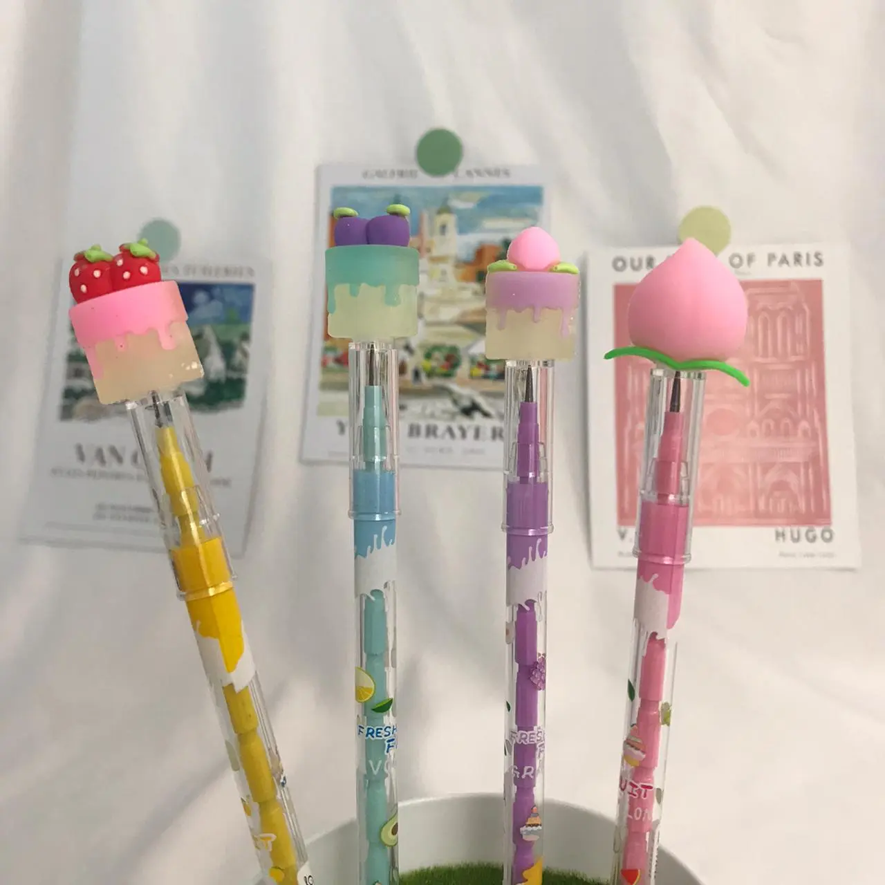 Pensil bentuk Kue Buah Warna pastel Alat Tulis