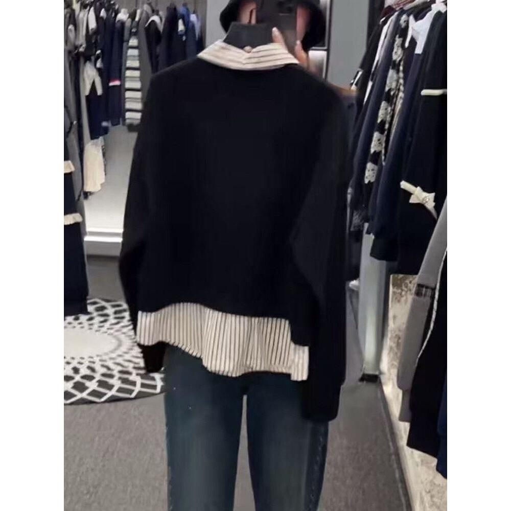 CHICMORE Kemeja lengan panjang dengan desain fashion dan efek dua potong