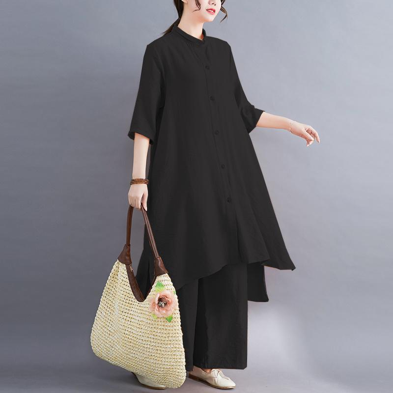 Lesya Setelan Wanita One Set Jumbo Atasan Tunik Dan Celana Kulot Bahan Katun Linen Rami Daily Set Kekinian Terbaru 2023 3