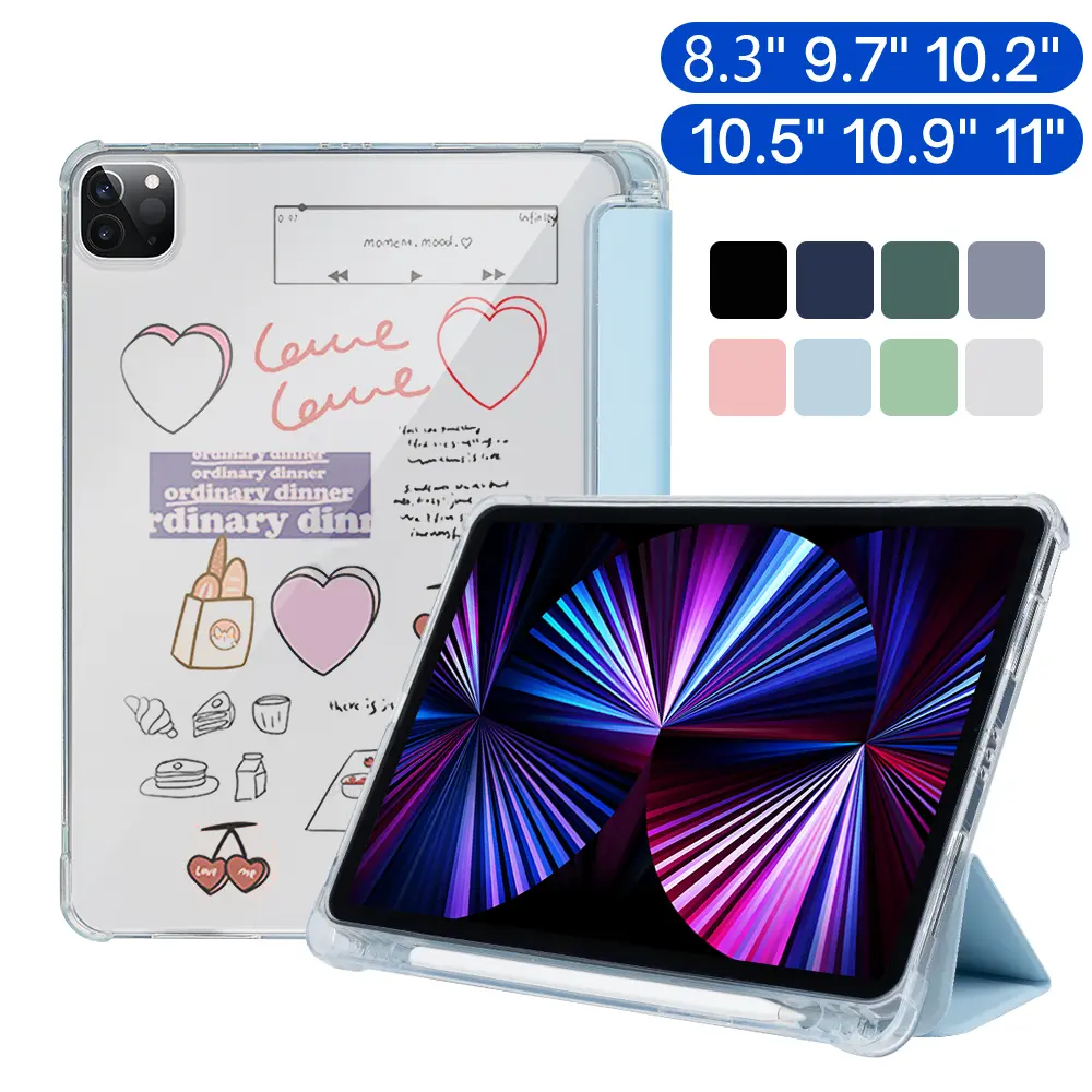 Case for iPad Air6 11inch Smart Case for Pro11 10.2 Soft Cover Case for iPad with Pencil Holder 10.2inch Air4/5 10.9 case  pro11 pro 10.5inch Mini6 8.3