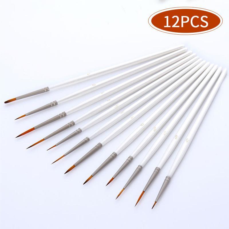 Detail Paint Brush Set, 12pcs/set Nylon Painting Brush for Acrylic, Watercolor, Gouache, Art Drawing Supplies for Beginners 0