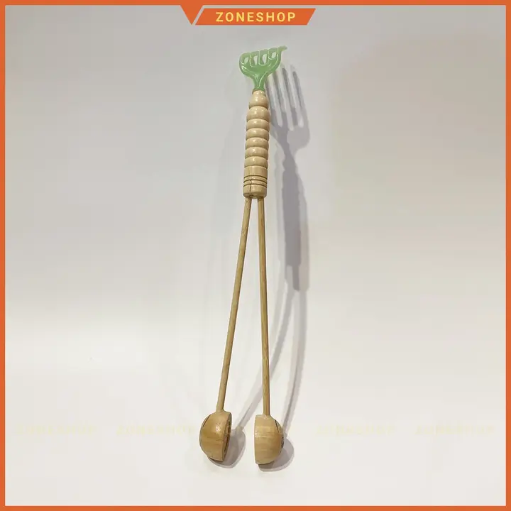 Cây gậy đấm lưng gỗ, kèm đầu gãi lưng, dụng cụ massage lưng, hàng thủ công mỹ nghệ đầu thú tròn [giá sỉ]