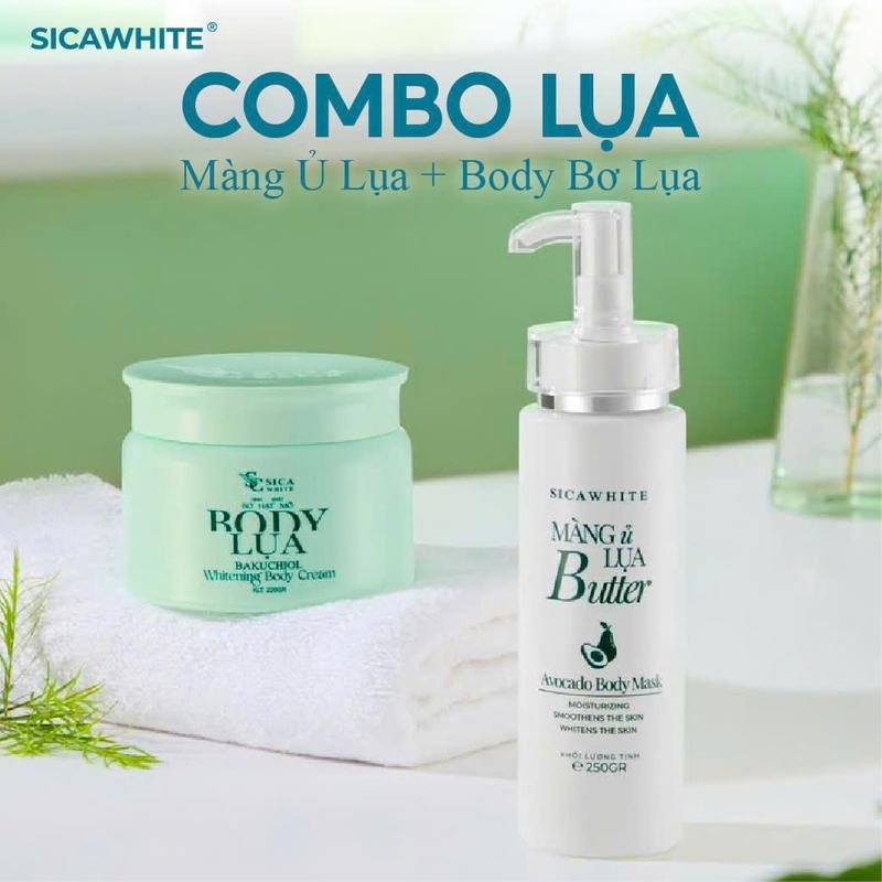 Bộ Kem Sica White, Body Lụa 220gr + Ủ Lụa 250gr - Hỗ trợ sáng hồng da Dưỡng Da Body Dưỡng Body Nữ