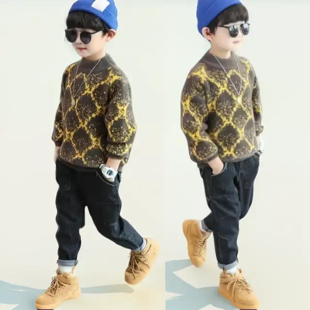 Áo Len Nhung Tuyết Cho Bé Trai Lót Lông AL106