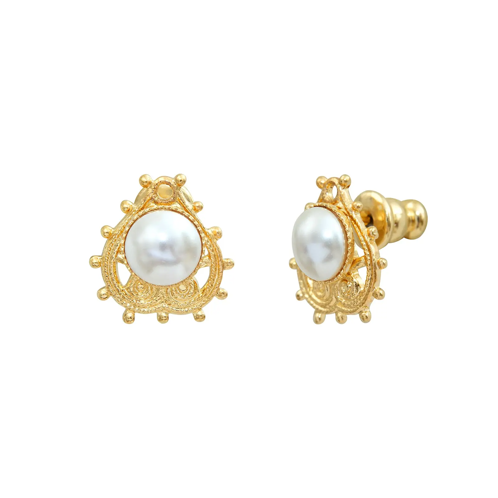 Satellite Paris Positano Mother-of-pearl Cabochon Stud Earrings in White